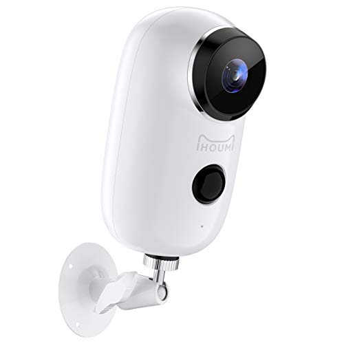 (2021 Upgrade) Security Camera Outdoor, IHOUMI WiFi Battery Indoor Camera, IP65 Waterproof, IP Cam with Two-Way Audio, Night Vision, Motion Detection, Compatible with iOS/Androi (with Battery)