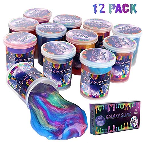 Dorothyworld Marbled Unicorn Galaxy Slime,12 Jumb Pack Sludge Slime Toy, Super Soft and Non-Sticky, Stress Relief, Party Favor, Educational Game
