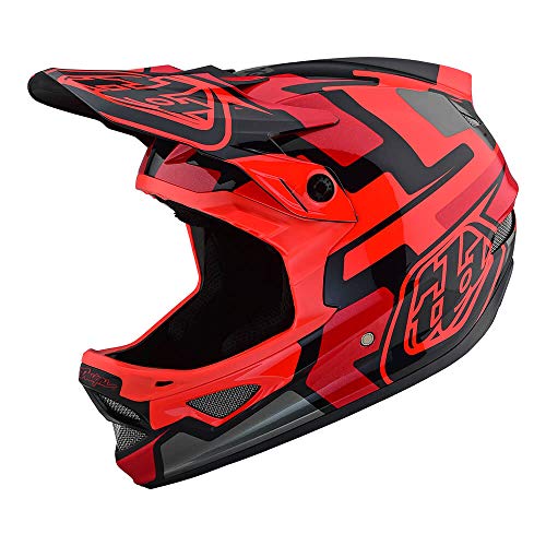 Troy Lee Designs Adult Full Face | BMX | Downhill | D3 Fiberlite Speedcode Mountain Biking Helmet with MIPS (X-Large, Red)