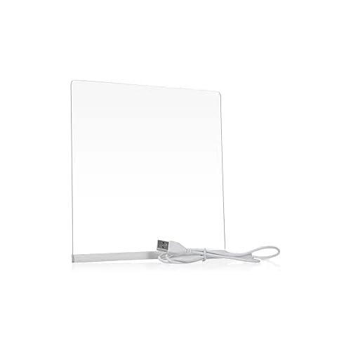 LED Işıklı Akrilik Yazı Tahtası – 20x20 cm Şeffaf Masaüstü Not Panosu, USB Bağlantılı, 7 Renkli Kalem ve Stand Dahil, Çocuklar İçin Eğlenceli Yazı Tahtası, Masa Dekoratif Ledli Işık Panosu 20x30 Cm