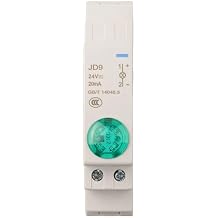Din Rail Mount Signal Indicator Lamp AC/DC 24V LED Panel Light for Industrial Control Systems Green Blue Red Yellow JD9(Green)