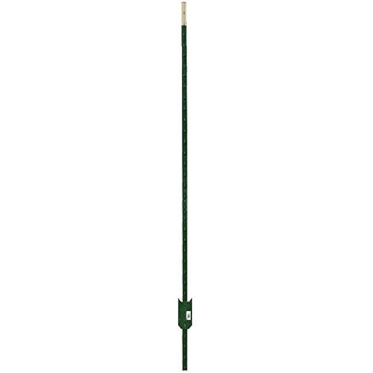 Everbilt Powder-Coated Green Steel Fence T-Post, 1.75L x 3.5W, Set of 12, Choose Length 6 Ft.