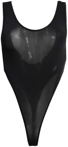 Womens Sexy See Through High Cut Bodysuit Thong Leotard Sleeveless Lingerie