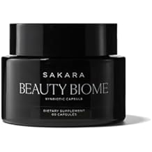 SAKARA Beauty Biome Daily Synbiotic Supplement for Skin + Gut Health with Probiotic, Dermaval, Vitamins A, D, E, Antioxidants, Prebiotics & Enzymes for Clear, Radiant, Hydrated Skin 60 Capsules