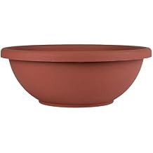 The HC Companies 24 Inch Large Garden Bowl Planter - Shallow Plant Pot with Drainage Plug for Indoor Outdoor Flowers, Herbs, Clay