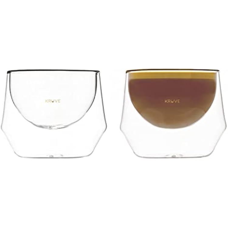 KRUVE IMAGINE Coffee Cups - Handcrafted Double-Wall Glass Cups Set of 2, 50oz150ml - Perfect for Latte Art & Espresso - Durable Borosilicate Glass - Ideal Gift for Coffee Mugs Lovers - Cortado