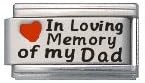 In Loving Memory of My Dad Enamel Red Heart Laser Italian Charm