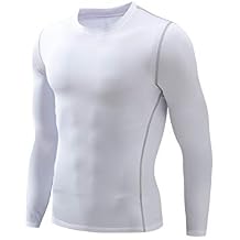 NOOZ Men's Fleece Lined Thermal Compression Baselayer Subzero Long Sleeve Shirts - (White, Medium)