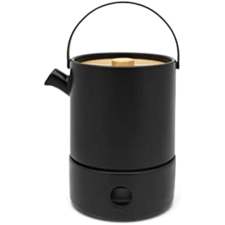 Bredemeijer Black Ceramic Teapot 1.2 litres with Tea Cosy - Insulating Ceramic Jug with Stainless Steel Tea Filter