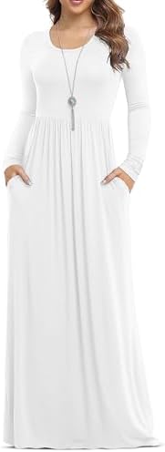 VIISHOW Womens Long Sleeve Loose Plain Maxi Dresses Casual Long Dresses with Pockets