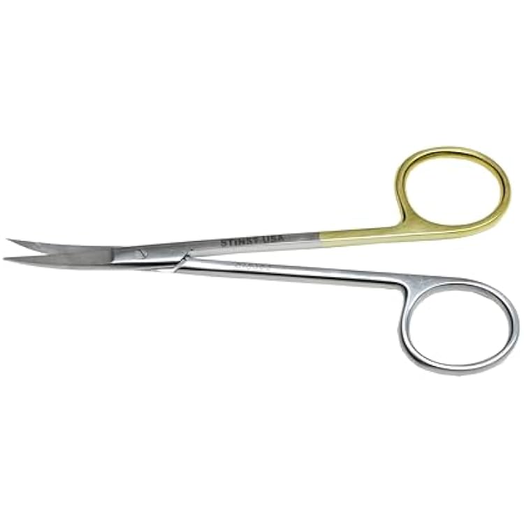 Suture Scissor Serrated Curved Dental Surgical Scissor for Suture and Tissue Cutting Oral Surgery - Stainless Steel with One Gold Handle - Durable and Autoclavable
