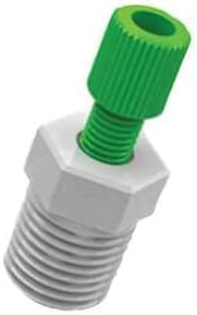Cole-Parmer Fitting, Green PP Nut, Blue ETFE Ferrule, Straight, Compression to Threaded Adapter, 1/16 (in) OD x 1/8 (in) NPT(M): 1/EA