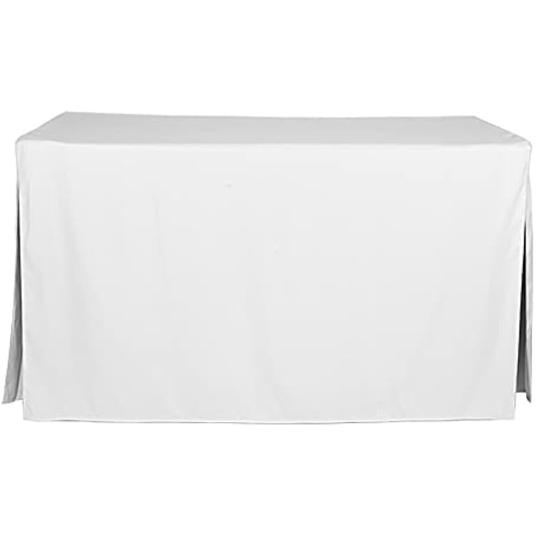 Tablevogue Event Linens Washable Microfiber 5 Foot Fitted Tablecloth Cover for Rectangular Buffet Table, Parties, Holiday Dinner & More, 5 Rectangle, White Model Solid