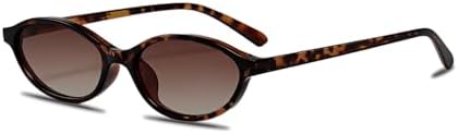 Oval Cat Eye Sunglasses for Women 90s Retro Narrow Small Shades