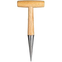 FLORA GUARD Hand Dibber Garden Tool, Seed Planter Tool with Wood Handle for Sowing Seed - 5" Seed Dispenser for Planting Steel Garden Dibber, Transplanting Plants,Planting Bulb,Digging