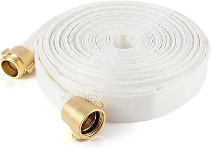AKW Fire Hose, White, 1-1/2" ID, 500 PSI Burst Pressure, M x F NST Brass Connectors (50 ft.)