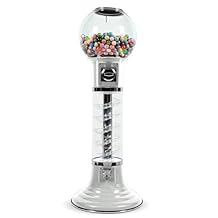 Gumball Machine with Stand - 4 FT Commercial Spiral Bubble Gum Machine - Coin Mechanism for $0.25 Dispenses 1 Capsules & Bouncy Balls- Vending Machines for Kids - White