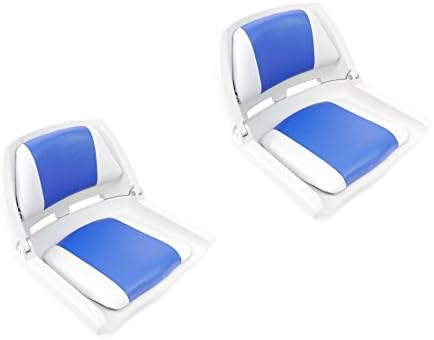 2 x Lightweight Folding Boat Seats - Grey/Blue Style
