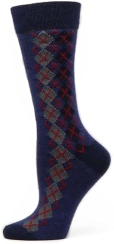 Nootkas Alpaca Wool Crew Dress Sock (Argyle Navy, L/XL)