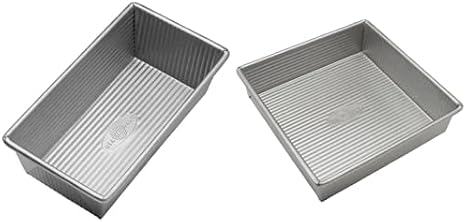 USA Pan Bread Loaf Pan + Square Cake Pan, Nonstick Coated Aluminized Steel Bakeware Made in USA
