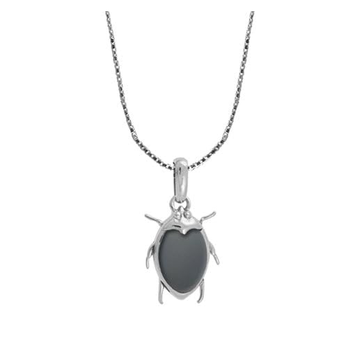 Boma Jewelry Sterling Silver Hematite Scarab Beetle Necklace, 18 inches