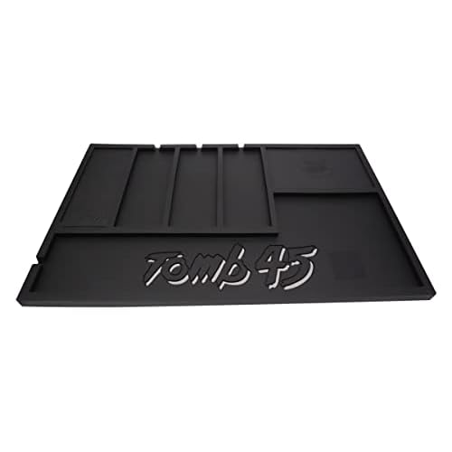 Powered Mat by Tomb45, organizing mat with wireless charging capability, Fast wireless charging for phone, airpods, powerclips attached to clippers and trimmers, and BeamTeam XL cordless airbrush