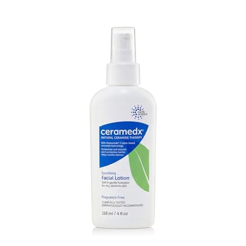Ceramedx Soothing Facial Lotion | Natural Ceramide Lotion for Dry, Sensitive Skin | Cruelty Free, Vegan & Fragrance Free | 4 fl oz
