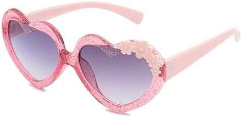 Kids Heart Sunglasses UV 400 Protection Heart Shaped Flower Glasses for Girls Boys Age 3-10 Eyewear Beach Holiday