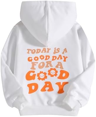 COZYEASE Girls Letter Graphic Print Cute Hoodies Long Sleeve Pullover Hoodie Sweatshirt