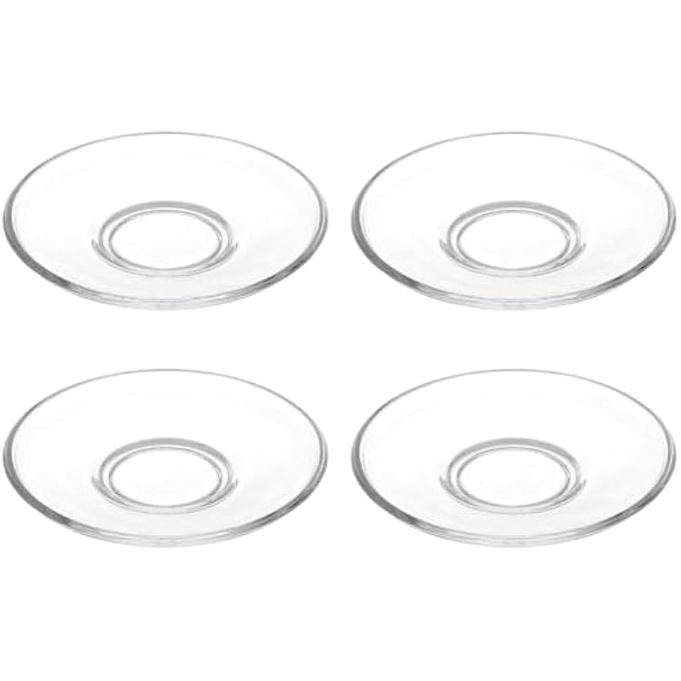 Small Glass Plates, 4Pcs Clear Glass Plates 3.5 Inch Round Small Washable Reusable Multi-Purpose Saucer for Tea, Dessert, Snack, Fruit, Saucers