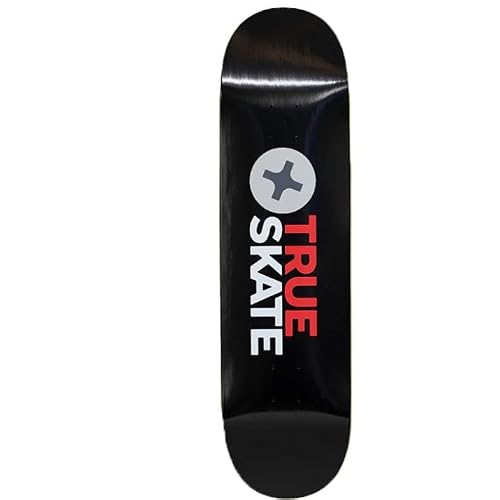 True Skate Skateboard Deck - Midnight Black Skateboard Deck 7.5 x 30.5 Popsicle Shape, 100% US Maple, Cold Pressed, Medium Concave