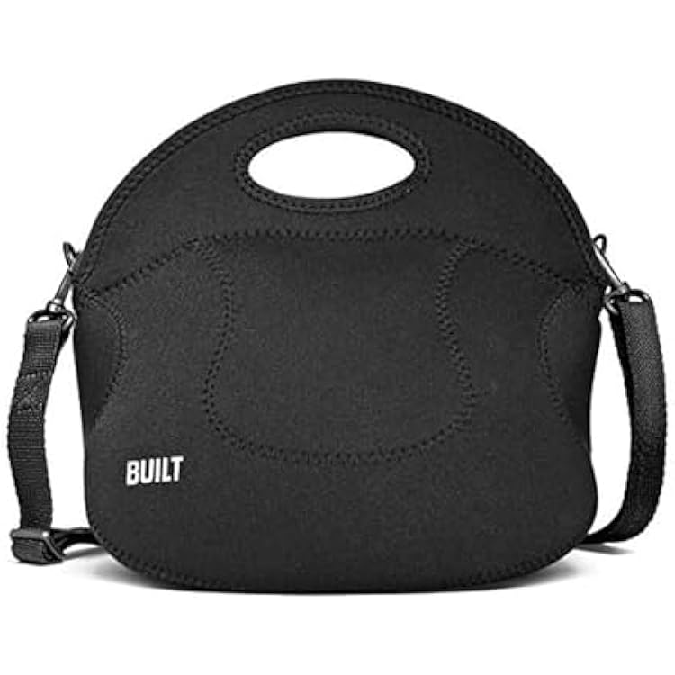 BUILT Spicy Relish Tote Neoprene Lunch Bag with Adjustable Crossbody Strap Black LB12-BLK