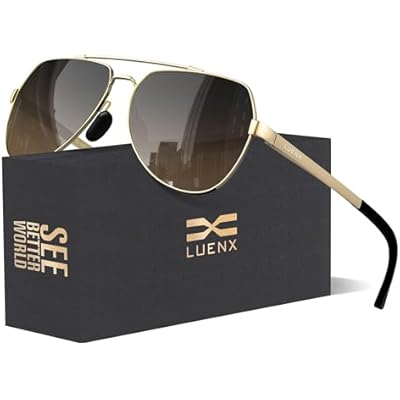 LUENX Aviator Sunglasses for Men Women Polarized New Shades Flexible Spring Hinge - UV 400 Protection