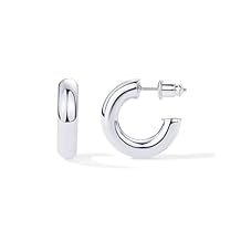 PAVOI 14K Gold Plated Lightweight Chunky Open Hoops for Women | Trendy Gold Hoop Earrings
