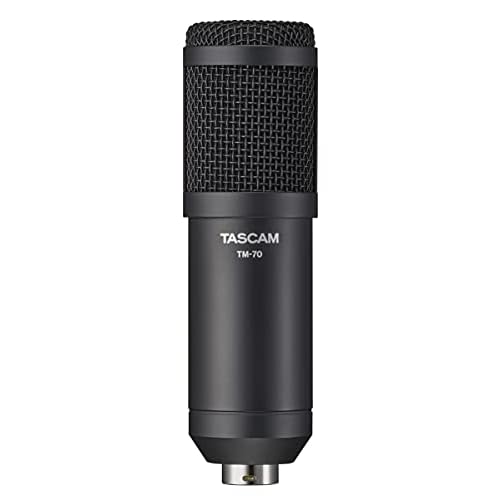 Tascam Dynamic Microphone for Broadcast Microphone for Professional Podcasting and Live Streaming TM-70, Black