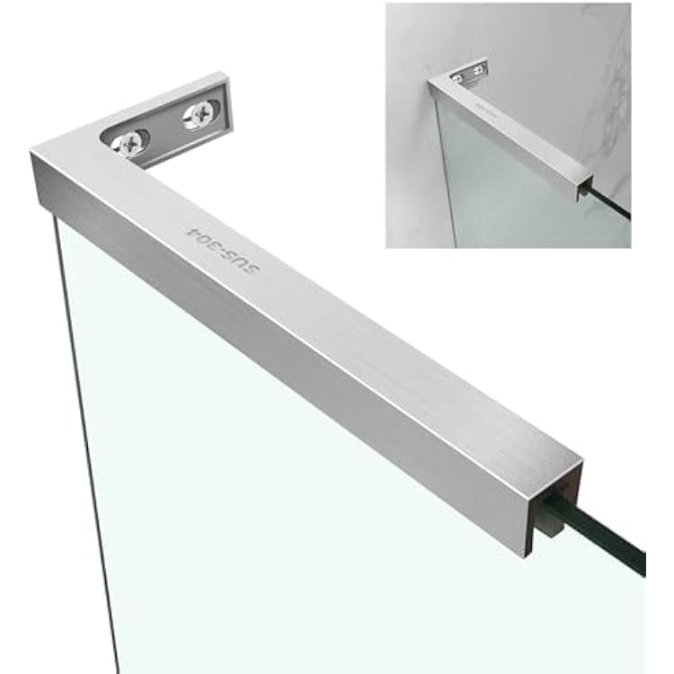 Shower Door Support Bracket, Stainless Steel Stabilizer Brace for 146mm 5198mm 1210mm Framless Shower Glass Door, 9.45 Inch Long, 3.4 Inch Left Bar, Brushed Nickel