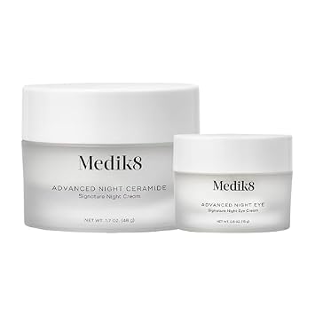 Medik8 Advanced Night Eye Cream and Advanced Night Ceramide - Multi Peptide and Caffeine Eye Cream and Anti Aging Night Cream for Face - 2 pc