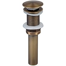 Beelee Bathroom Sink Drains Pop Up Drain Without Overflow for Vanity Vessel Sinks, Antique Brass Finish,BLDW9440A