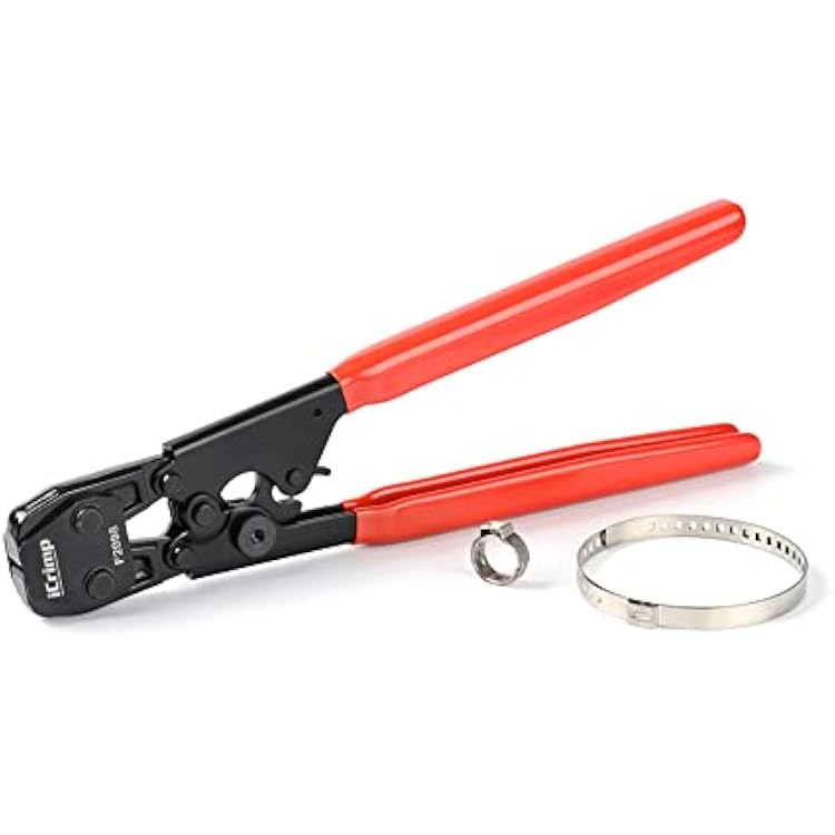 IWISS Ratcheting PEX Cinch Tool for Fastening Stainless Clamps from 38-Inch to 1-Inch with Calibration Gauge Suits ASTM F2098 and Non F2098 Ear Hose Clamps