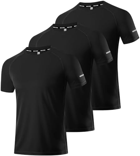 Boyzn 1, 3, 5 or 7 Pack Mens Workout Running Shirts, Dry Fit Moisture Wicking T-Shirt, Gym Athletic Short Sleeve Tee Shirts