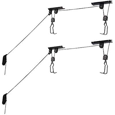 Bike Hanger - Overhead Hoist Pulley System with 100lb Capacity for Bicycles or Ladders - Secure Garage Ceiling Storage by Rad Sportz