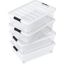 25 Quart Clear Under Bed Storage Bins with Wheels, 4-Pack Plastic Under Bed Storage Box