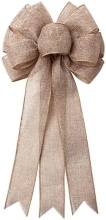Burlap Bow Rustic Country Wedding Fall Christmas Tree Topper Ornament Wreath for Home Front Door Holiday Wedding Thanksgiving Party Decorations
