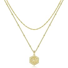 JSJOY Gold Initial A-Z Letter Necklace for Women Layered Choker Paperclip Chain Coin Pendant Necklace for Teens 18+2 Inch Choker 14+2 Inch 26 Capital