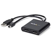 2-Port Multi Monitor Adapter - Mini DisplayPort to 2x DisplayPort MST Hub - Dual 4K 30Hz - Video Splitter for Extended Desktop Mode on Windows PCs Only - mDP 1.2 to 2x DP (MSTMDP122DP)