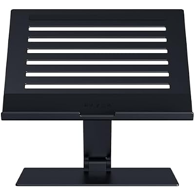 Razer Adjustable Laptop Stand: Supports Phones, Tablets, Laptops, Macbooks up to 18 - Adjust Height and Tilt - Durable Aluminum Construction - Vented Design - Foldable for Storage & Travel - Black