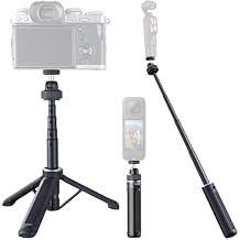 llano 16"/40cm Action Camera Tripod for DJI Osmo Pocket 4/3, Insta360 X5 X4 X3, Gopro Hero13/12, Extendable Mini Tripod with 1/4'' Screw, Small Selfie Stick for Sony, Canon, 360 Ball Head, Black