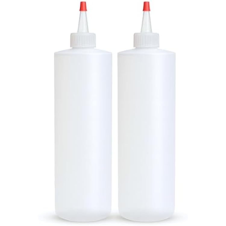 BRIGHTFROM Empty Squeeze Bottles 16 OZ, 2 PACK Squirt Containers with Red Top, BPA Free for Condiments, Syrup, Ketchup, Sauces, Dressing, Oil, Honey | Arts and Crafts - Leak Proof - Kitchen