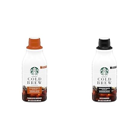 Bundle of Starbucks Cold Brew Coffee Concentrate, Caramel Dolce + Signature Black, 100% Arabica, Multi-Serve Bottle (32 Fl Oz)