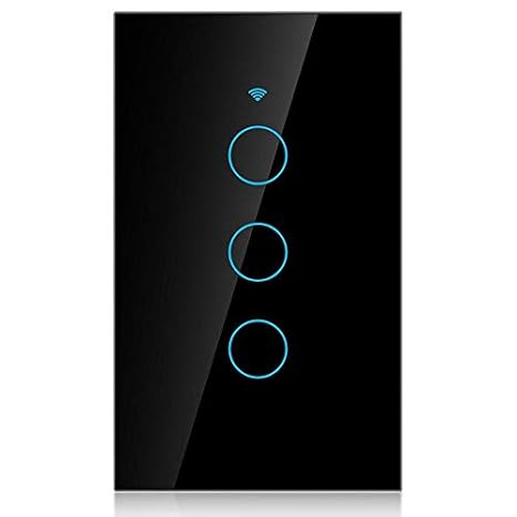 WiFi Touch Screen Switch Smart Single Circle for Voice Control - 3-Way Wireless Switch, ABS Fireproof, App Supported, 22 Languages, Compatible with SIRI